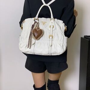 Prada Nappa Gaufre Cream White Tote Bag